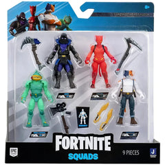 Fortnite - Raven, Red Lynx, Moisty Merman & Meowscles Action Figure Set (2.5") - Jazwares - Squads Series