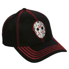 Friday The 13th - Jason Mask Hat (Black & Red, Contrast Stitch, Embroidered) - Bioworld