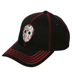 Friday The 13th - Jason Mask Hat (Black & Red, Contrast Stitch, Embroidered) - Bioworld