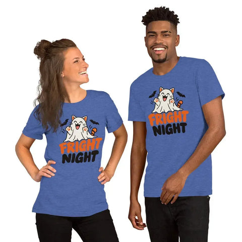 Fright Night T-Shirt - Cute Halloween Ghost Cat and Bats Graphic Tee - Image 16