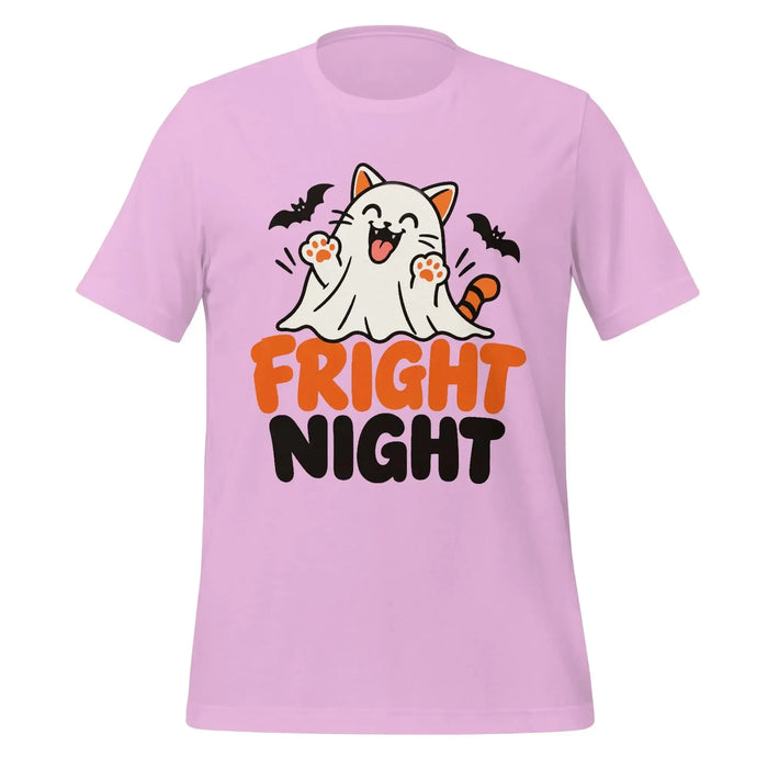 Fright Night T-Shirt - Cute Halloween Ghost Cat and Bats Graphic Tee