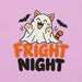 Fright Night T-Shirt - Cute Halloween Ghost Cat and Bats Graphic Tee