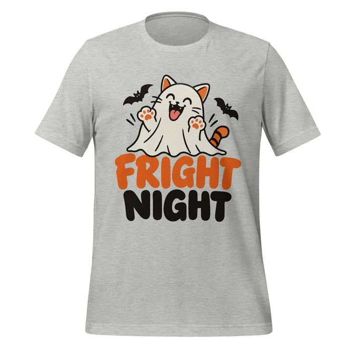 Fright Night T-Shirt - Cute Halloween Ghost Cat and Bats Graphic Tee