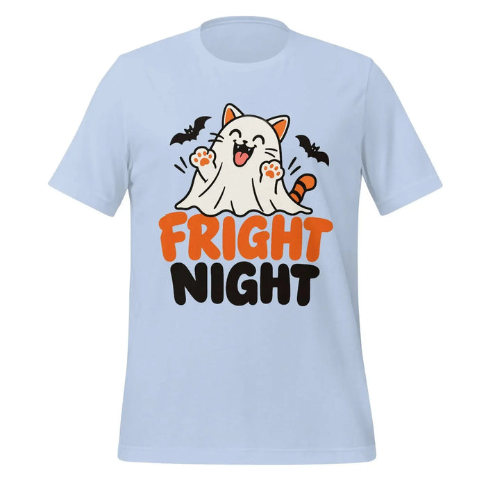 Fright Night T-Shirt - Cute Halloween Ghost Cat and Bats Graphic Tee