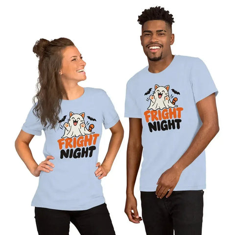 Fright Night T-Shirt - Cute Halloween Ghost Cat and Bats Graphic Tee - Image 32