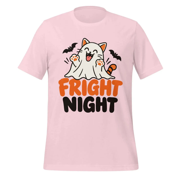 Fright Night T-Shirt - Cute Halloween Ghost Cat and Bats Graphic Tee