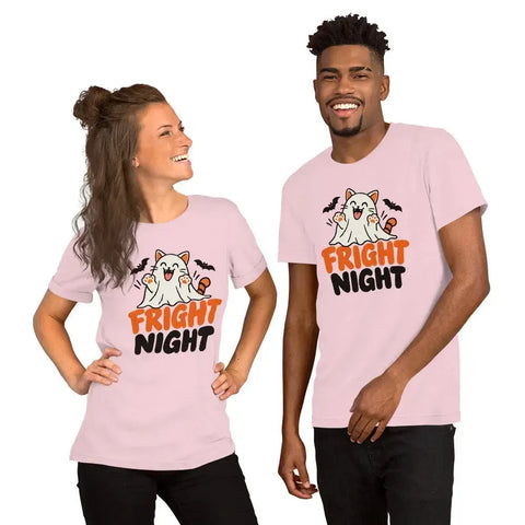 Fright Night T-Shirt - Cute Halloween Ghost Cat and Bats Graphic Tee - Image 36