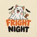 Fright Night T-Shirt - Cute Halloween Ghost Cat and Bats Graphic Tee