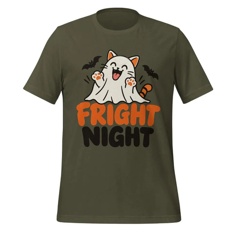 Fright Night T-Shirt - Cute Halloween Ghost Cat and Bats Graphic Tee - Image 5