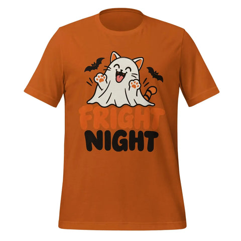 Fright Night T-Shirt - Cute Halloween Ghost Cat and Bats Graphic Tee - Image 9