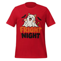Fright Night T-Shirt - Cute Halloween Ghost Cat and Bats Graphic Tee