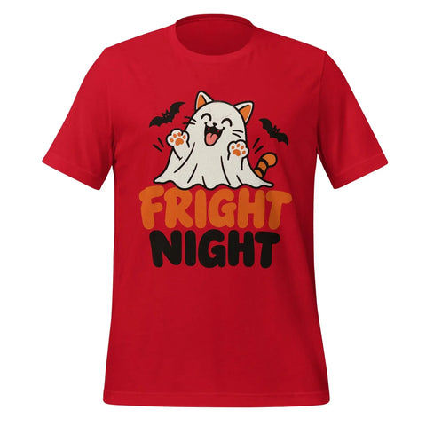 Fright Night T-Shirt - Cute Halloween Ghost Cat and Bats Graphic Tee - Image 1