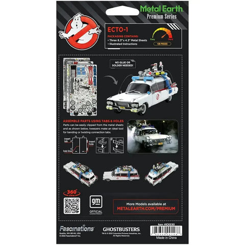 Ghostbusters - Ecto-1 Car Figure Model Kit (Steel, Challenging Difficulty) - Fascinations - Metal Earth Premium Series