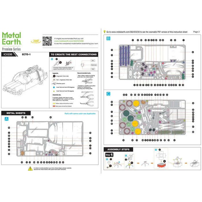Ghostbusters - Ecto-1 Car Figure Model Kit (Steel, Challenging Difficulty) - Fascinations - Metal Earth Premium Series