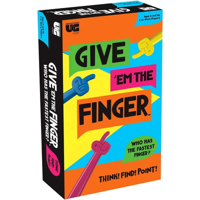 Give 'Em The Finger - Trivia Party Board Game for Family, Adults, and Children (3-6 Players, Ages 8+) - University Games