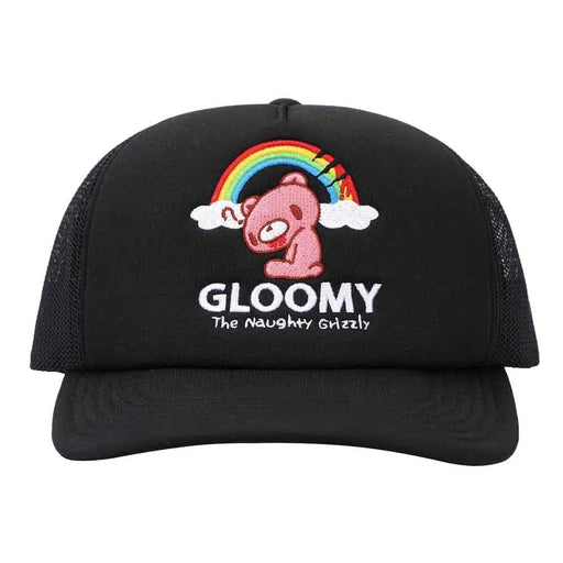 Gloomy Bear - The Naughty Grizzly Rainbow Trucker Hat (Black, Embroidered) - Bioworld