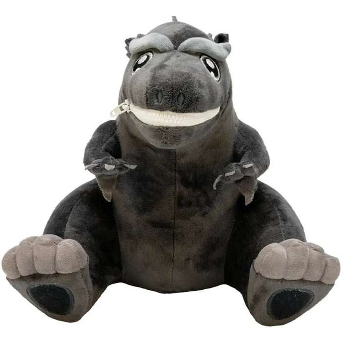 Godzilla - Sitting Black & White Godzilla Plush with Zipper Mouth (8.5") - Quantum Mechanix - Zipper Mouth Series, PREVIEWS Exclusive Edition