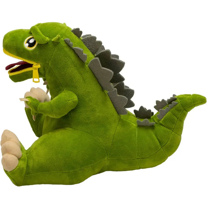 Godzilla - Sitting Bright Green Godzilla Plush with Zipper Mouth (8.5") - Quantum Mechanix - Zipper Mouth Series, PREVIEWS Exclusive Edition