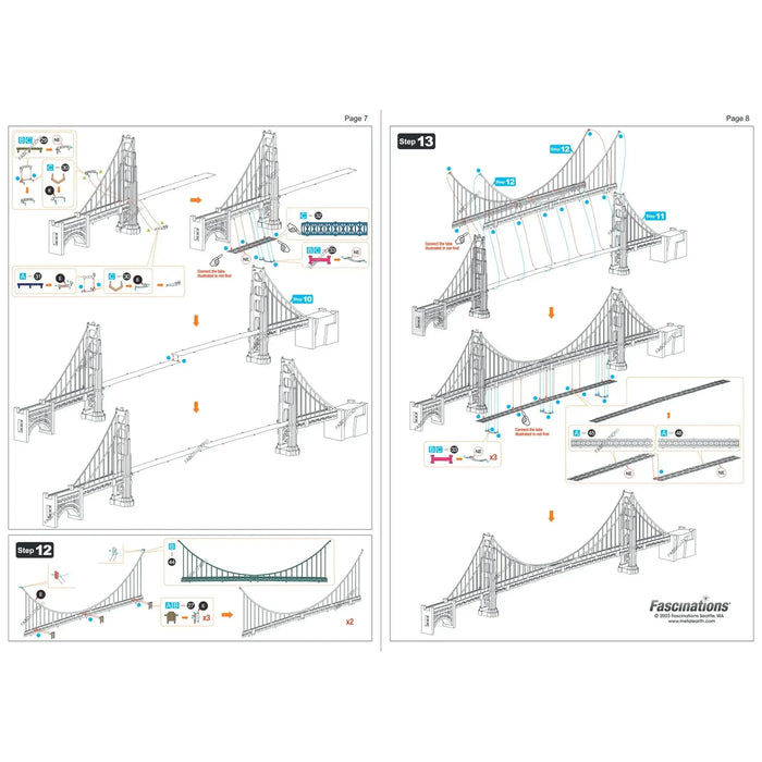 Golden Gate Bridge 3D Figure Model Kit (1:7535 Scale, Steel, Moderate Difficulty) - Fascinations - Metal Earth Premium Series - (2023)