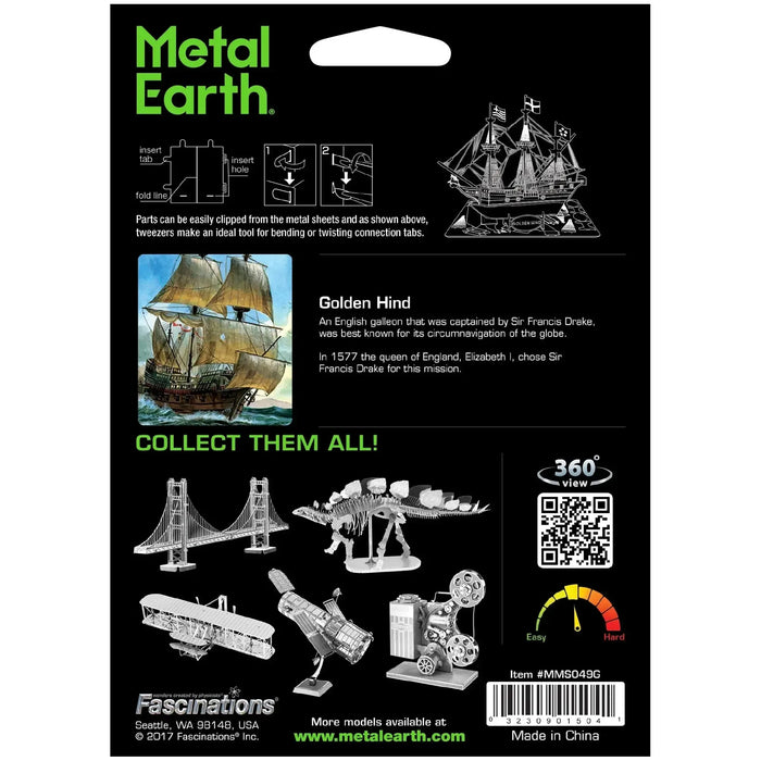 Golden Hind Ship Figure Model Kit (Steel, Moderate Difficulty) - Fascinations - Metal Earth Series - (2022)