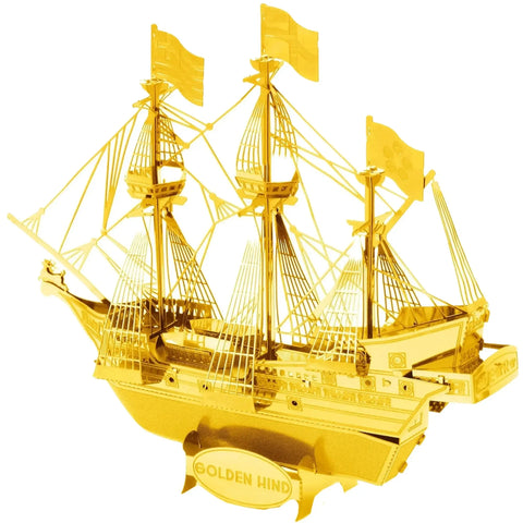 Golden Hind Ship Figure Model Kit (Steel, Moderate Difficulty) - Fascinations - Metal Earth Series - (2022) - Image 4