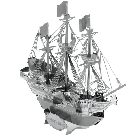 Golden Hind Ship Figure Model Kit (Steel, Moderate Difficulty) - Fascinations - Metal Earth Series - (2023) - Image 2