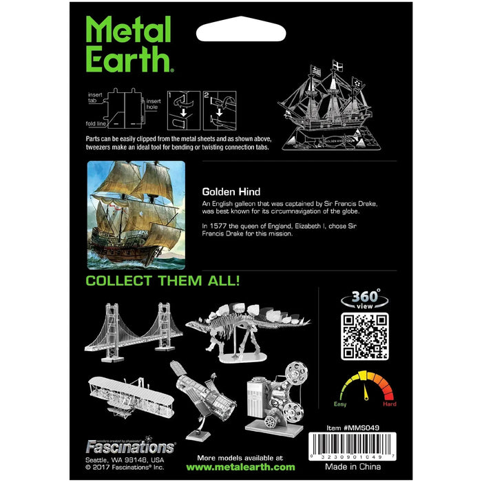 Golden Hind Ship Figure Model Kit (Steel, Moderate Difficulty) - Fascinations - Metal Earth Series - (2023)