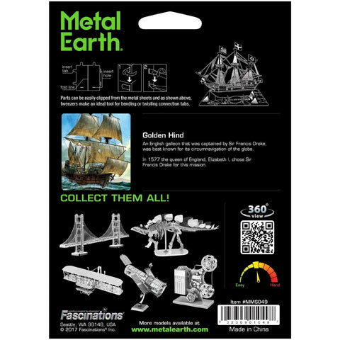 Golden Hind Ship Figure Model Kit (Steel, Moderate Difficulty) - Fascinations - Metal Earth Series - (2023) - Image 3