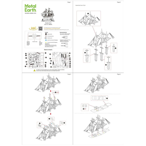 Golden Hind Ship Figure Model Kit (Steel, Moderate Difficulty) - Fascinations - Metal Earth Series - (2023) - Image 7