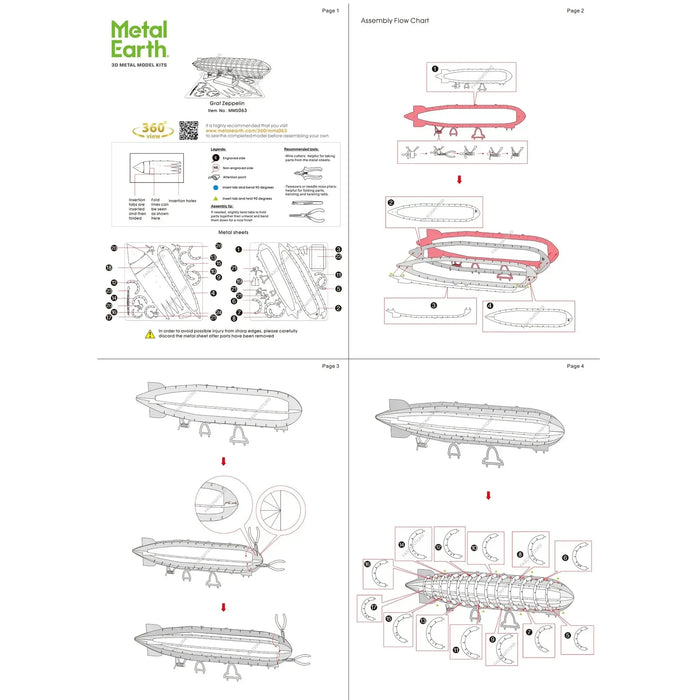 Graf Zeppelin Airship Figure Model Kit (Steel, Moderate Difficulty) - Fascinations - Metal Earth Series - (2022)