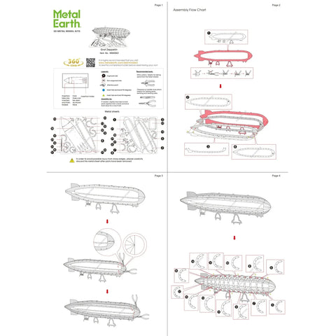 Graf Zeppelin Airship Figure Model Kit (Steel, Moderate Difficulty) - Fascinations - Metal Earth Series - (2022) - Image 7