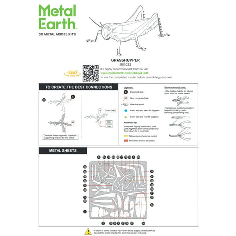 Grasshoppers Figure Model Kit (Steel, Moderate Difficulty) - Fascinations - Metal Earth Series