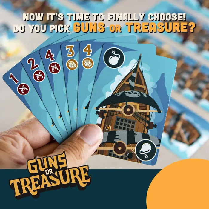 Guns or Treasure - Party Pirate Card Game for Family, Adults & Children (2-6 Players, Ages 8+)