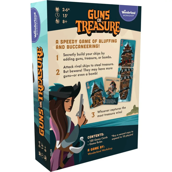 Guns or Treasure - Party Pirate Card Game for Family, Adults & Children (2-6 Players, Ages 8+)