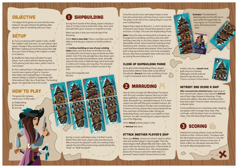 Guns or Treasure - Party Pirate Card Game for Family, Adults & Children (2-6 Players, Ages 8+)