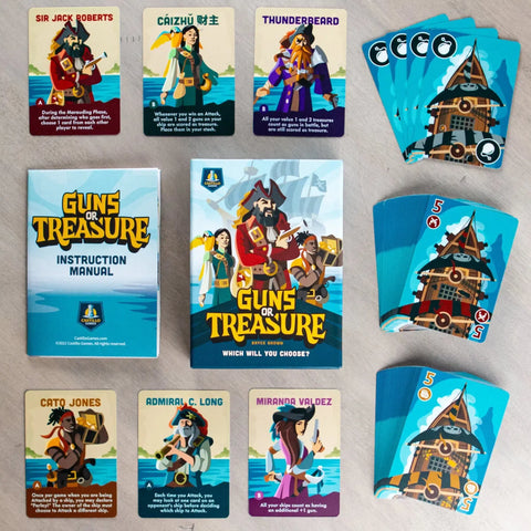 Guns or Treasure - Party Pirate Card Game for Family, Adults & Children (2-6 Players, Ages 8+)