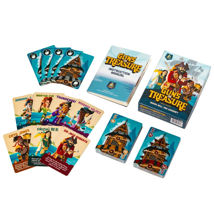 Guns or Treasure - Party Pirate Card Game for Family, Adults & Children (2-6 Players, Ages 8+)