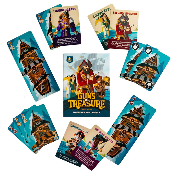 Guns or Treasure - Party Pirate Card Game for Family, Adults & Children (2-6 Players, Ages 8+)