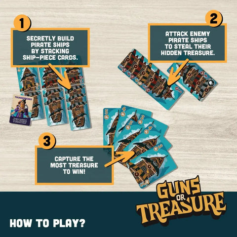 Guns or Treasure - Party Pirate Card Game for Family, Adults & Children (2-6 Players, Ages 8+)