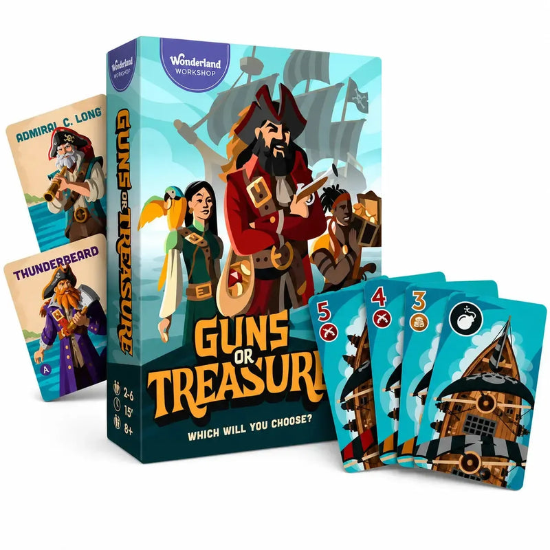Guns or Treasure - Party Pirate Card Game for Family, Adults & Children (2-6 Players, Ages 8+)