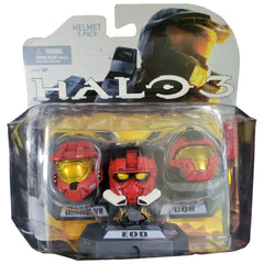 Halo 3 - Spartan Soldier Mounted Helmet Figures 3-Pack (Set 1) - McFarlane Toys - EOD, Mark VI, CQB Helmets, Wave 1 Series