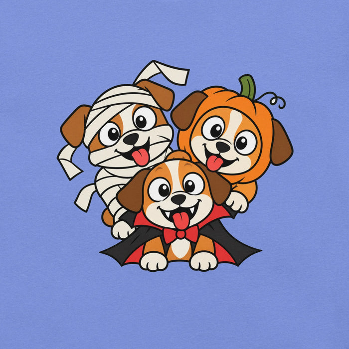 Happy Halloween T-Shirt - Cute Mummy, Pumpkin and Vampire Dogs Graphic Tee