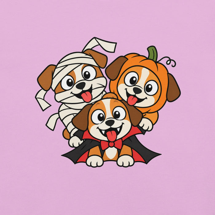 Happy Halloween T-Shirt - Cute Mummy, Pumpkin and Vampire Dogs Graphic Tee