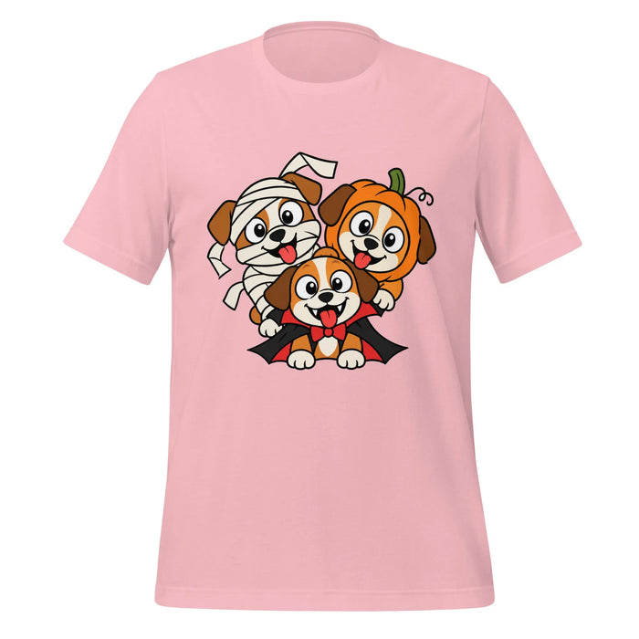 Happy Halloween T-Shirt - Cute Mummy, Pumpkin and Vampire Dogs Graphic Tee