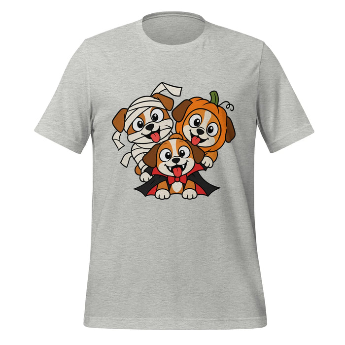 Happy Halloween T-Shirt - Cute Mummy, Pumpkin and Vampire Dogs Graphic Tee