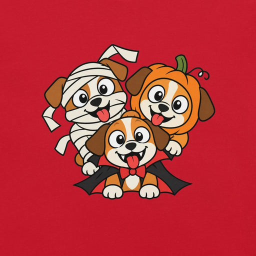 Happy Halloween T-Shirt - Cute Mummy, Pumpkin and Vampire Dogs Graphic Tee