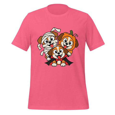 Happy Halloween T-Shirt - Cute Mummy, Pumpkin and Vampire Dogs Graphic Tee - Image 5