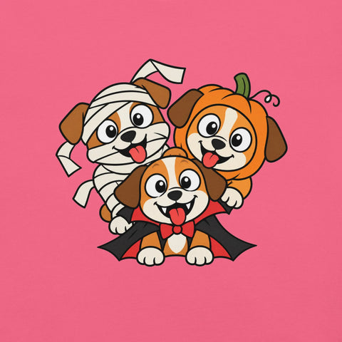 Happy Halloween T-Shirt - Cute Mummy, Pumpkin and Vampire Dogs Graphic Tee - Image 6