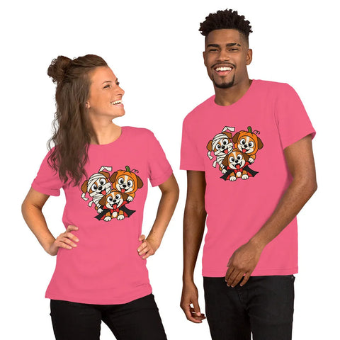 Happy Halloween T-Shirt - Cute Mummy, Pumpkin and Vampire Dogs Graphic Tee - Image 8