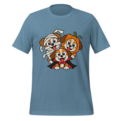 Happy Halloween T-Shirt - Cute Mummy, Pumpkin and Vampire Dogs Graphic Tee - Image 9